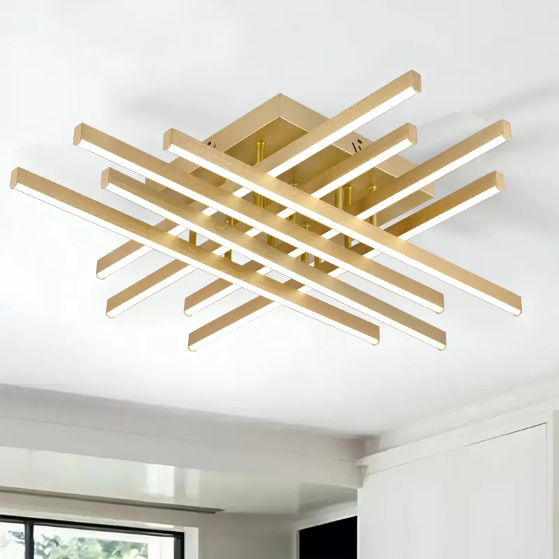 Previzualizare 4: Lustra LED cu Telecomanda LINEX, 108W, Lumina 3000K/4000K/6000K, Dimabila, Auriu