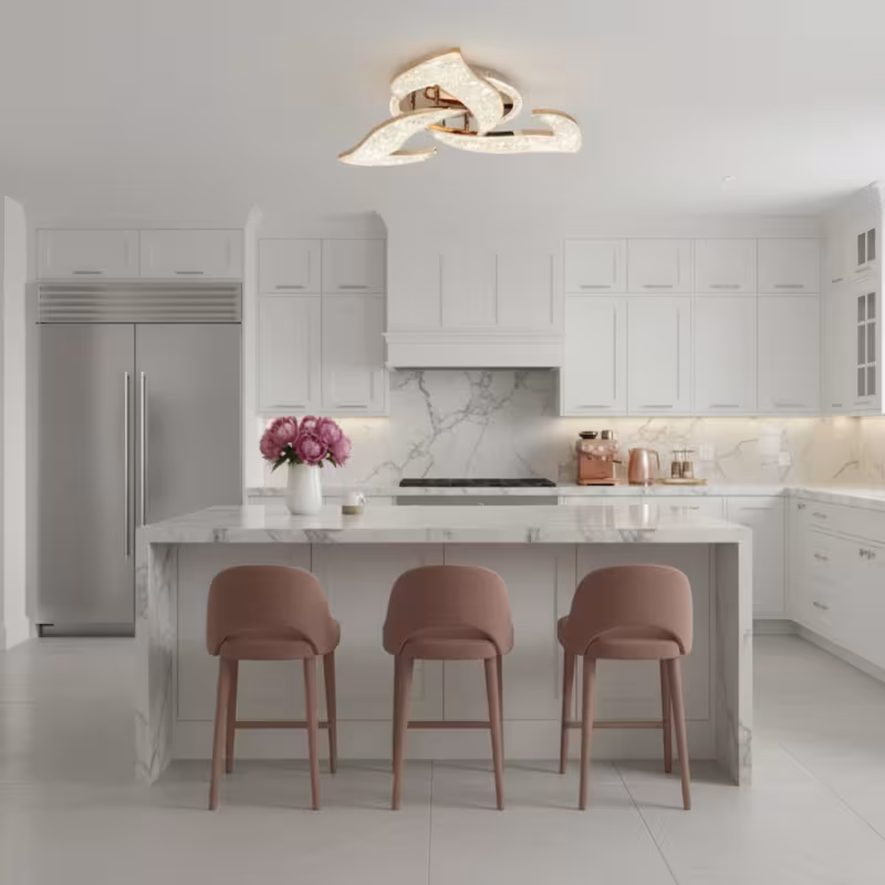 Previzualizare 3: Lustra LED HALESA Eleganza cu telecomanda si cristal, 44W, 3 Surse, Lumina Rece/Calda/Neutra, Dimabila, Auriu