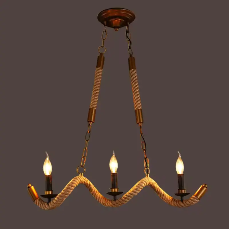 Previzualizare 4: Lustra Franghie, 3xE27, Maro, Metal si Sfoara LV572/3BK