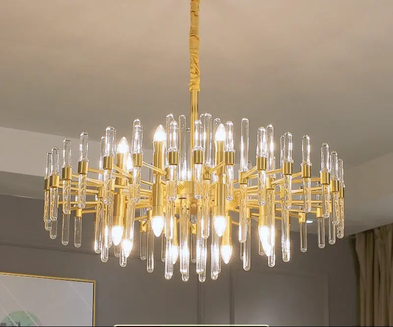 Previzualizare 3: Candelabru Cristal CC850/620GD ,10xE14, 62X45cm, Inaltime Reglabila, Auriu Lucios, ,Design Elegant, Metal si Cristale