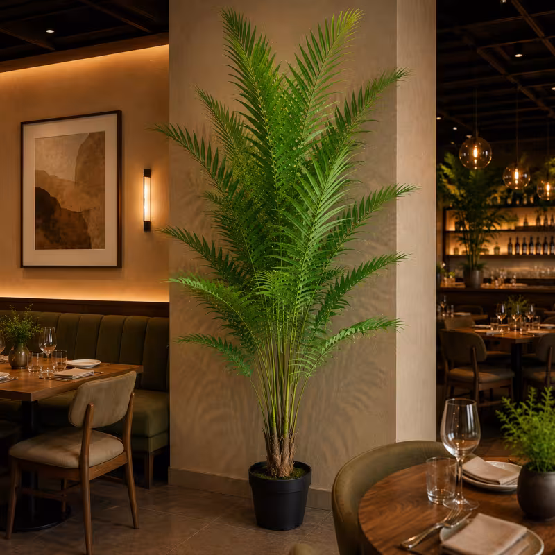 Previzualizare 3: Planta Artificiala Copac Tip Palmier Kentia, Cu Frunze Elegante, 230 cm, 18 frunze, Verde, cu Ghiveci