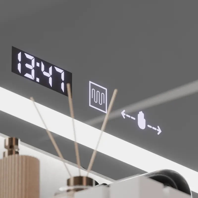 Previzualizare 4: Oglinda LED Rectangulara, 120x60cm, Verite MotionGlow Marcello, Sistem Dezaburire, Ceas & Termometru, Dimabila