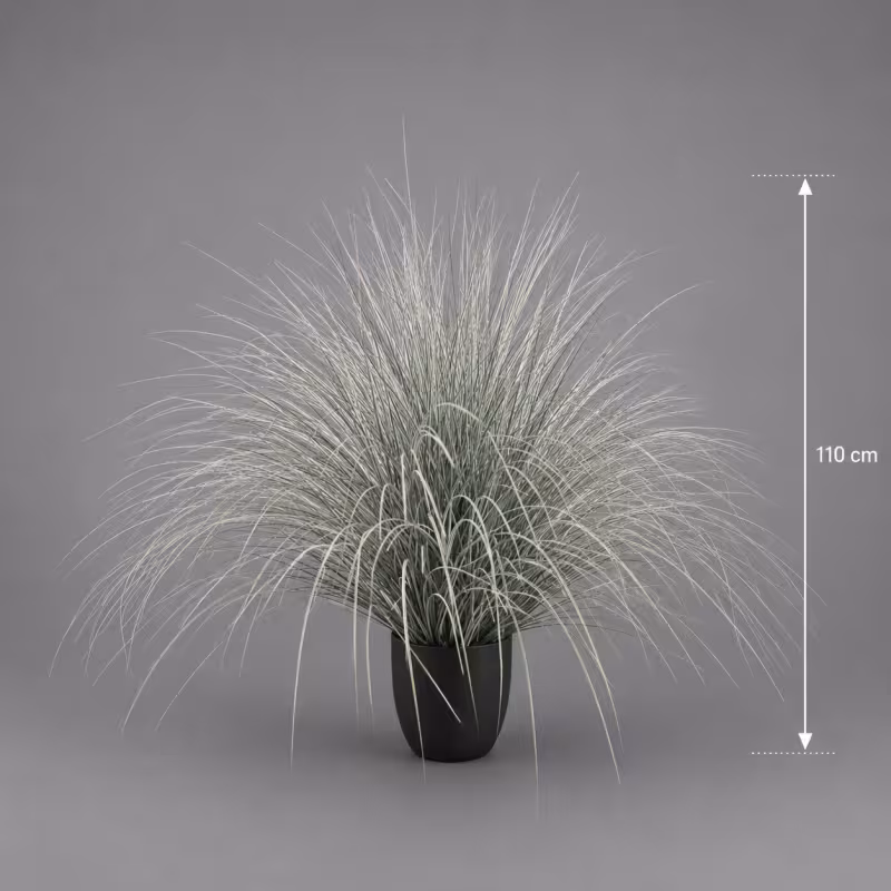 Previzualizare 2: Planta Artificiala Iarba Ornamentala Tip Fantana, 110cm, Verde si Alb, Fara Ghiveci