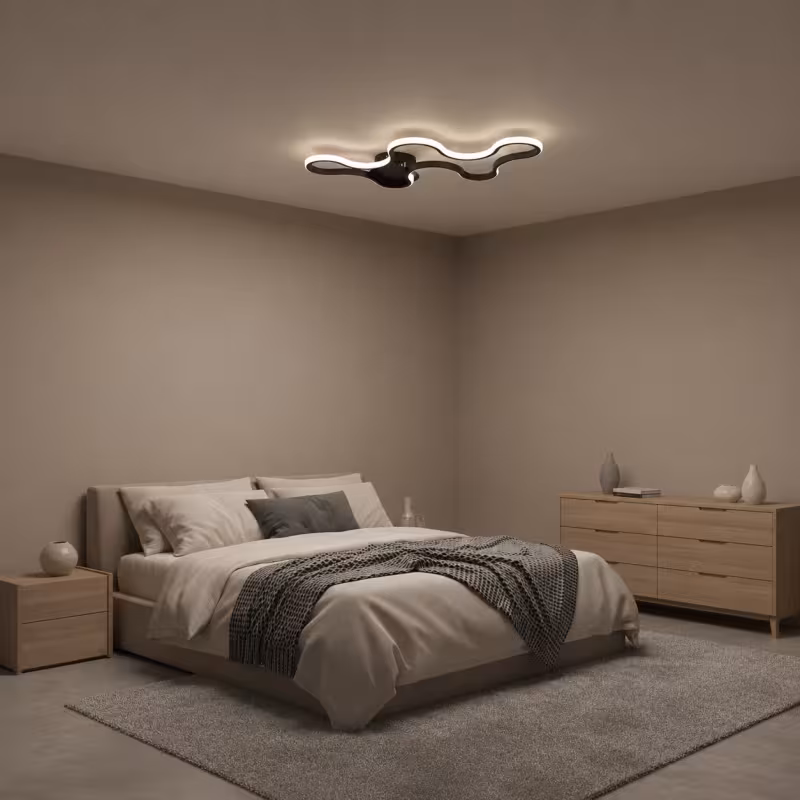 Previzualizare 3: Lustra LED cu telecomanda ORMS Eleganza, 3000K/4000K/6000K, 56W, Metal si Plastic, Negru