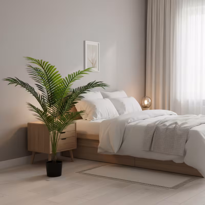 Previzualizare 3: Planta Artificiala Copac Tip Palmier Kentia, 12 frunze, 120 cm, Verde, cu Ghiveci