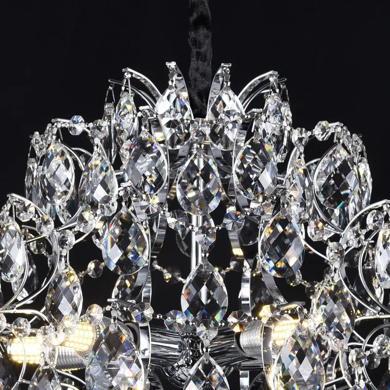 Previzualizare 3: Candelabru Cristal CRYSTARA Nobile, 5x E14, Diametru 40cm, Crom Lucios