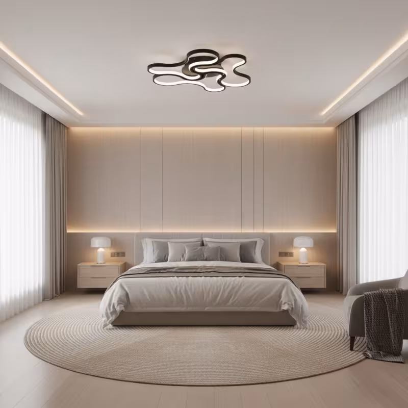 Previzualizare 2: Lustra LED cu telecomanda ORMS Eleganza, 3000K/4000K/6000K, 126W, Metal si Plastic, Negru