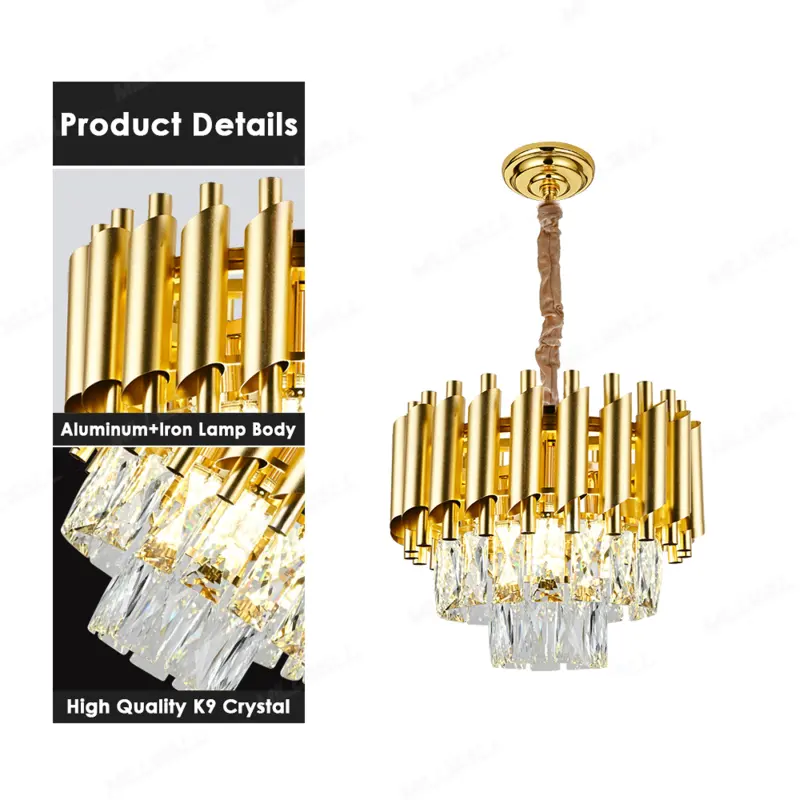 Previzualizare 3: Candelabru Cristal VERSAILLES Petito 3xE14, Diametru 30cm, Auriu, Inaltime Reglabila, Metal si Cristal