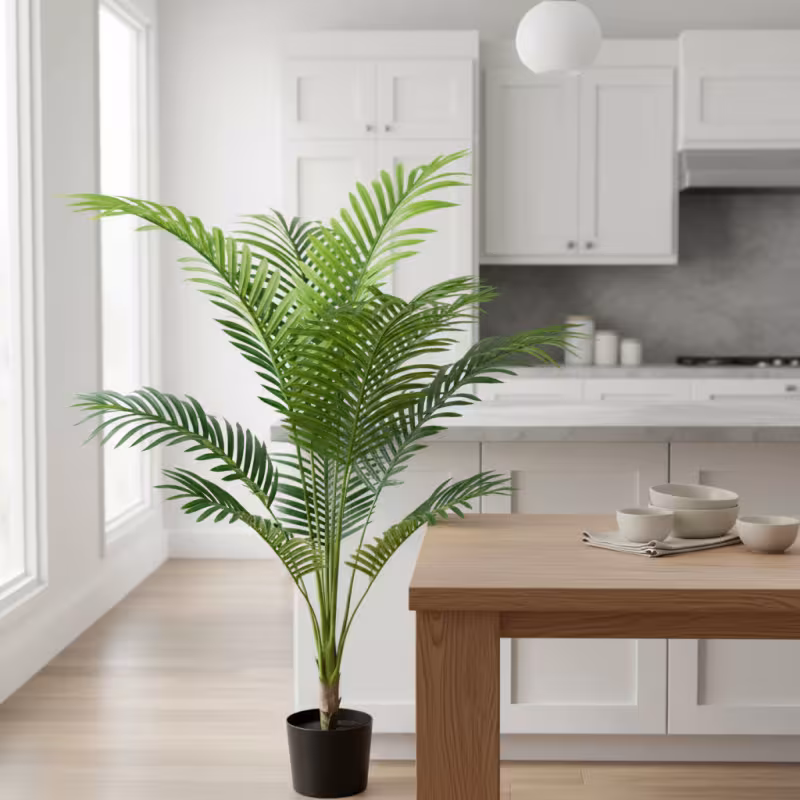 Planta Artificiala Copac Tip Palmier Kentia, 12 frunze, 120 cm, Verde, cu Ghiveci
