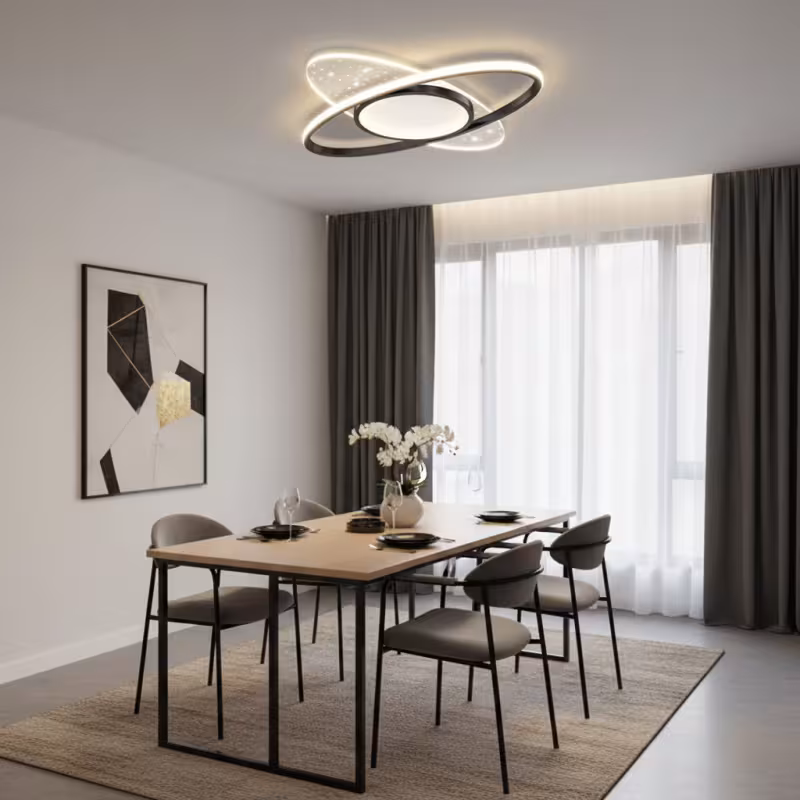 Previzualizare 3: Lustra LED cu telecomanda VARIO 69W, Oval , lumina Rece/Calda/Neutra, Dimabila, Negru