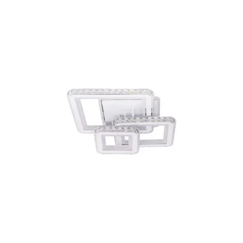 Previzualizare 4: Lustra LED cu telecomanda si cristal LEILA 87W, 3 Patrate, lumina Rece/Calda/Neutra, Dimabila, Alb