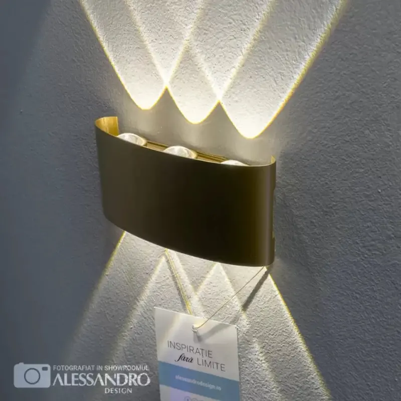 Fantas Aplica LED de Exterior si Interior, 6 Surse x 1W, IP65, Metalic, Auriu, 3000K