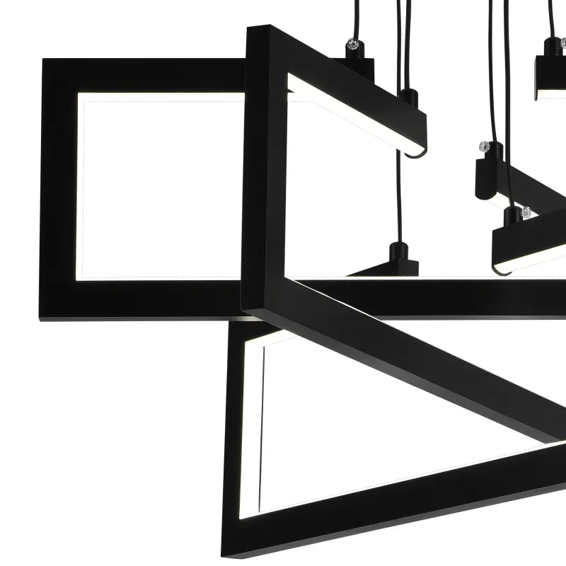 Previzualizare 2: Lustra LED cu telecomanda ,Suspendata 71W, 3 Elemente, lumina Rece/Calda/Neutra, Dimabila, Inaltime Reglabila, Negru