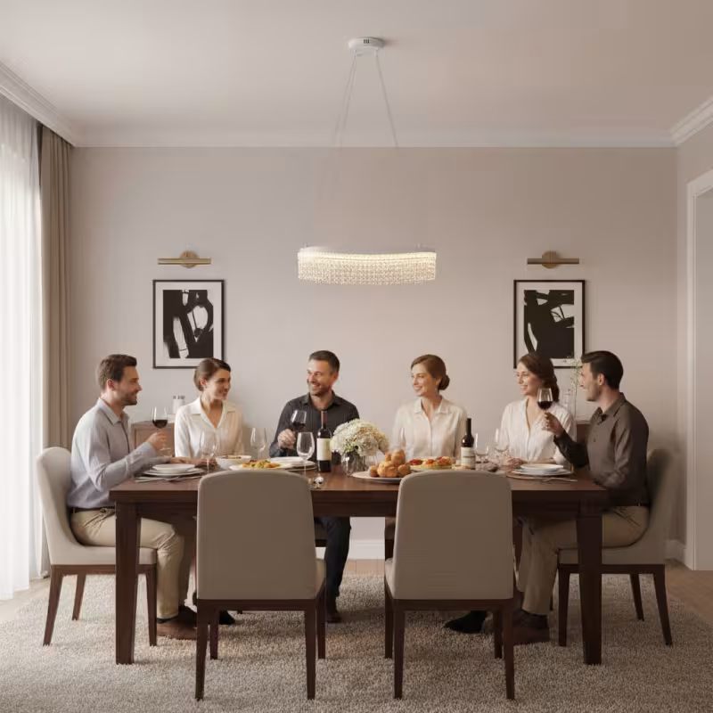Previzualizare 3: Candelabru Cristal VOLNA Magno, 124W, D60cm, Lumina Calda/Neutra/Rece, Alb, Metal si Cristal