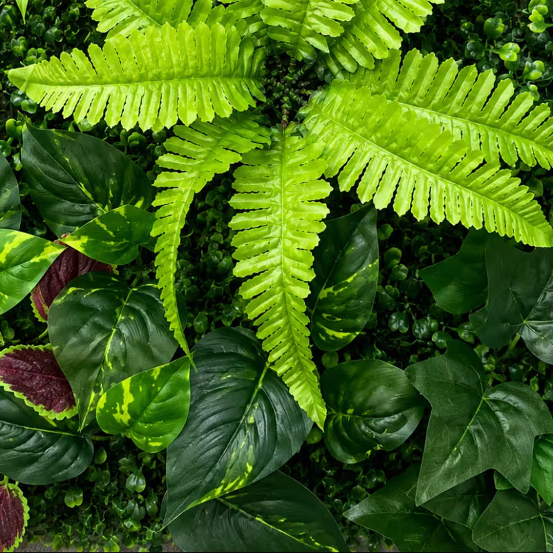 Previzualizare 2: Planta Artificiala Panou de Gard Viu Mix Frunze de Piersic si Frunze Mixte, 40 x 60 cm, Verde