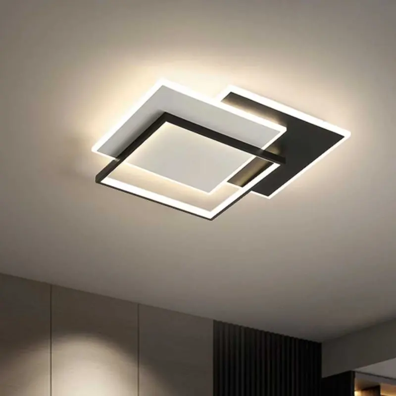 Previzualizare 2: Lustra LED cu telecomanda CHIARA 98W, 3 Patrate, lumina Rece/Calda/Neutra, Dimabila, Negru