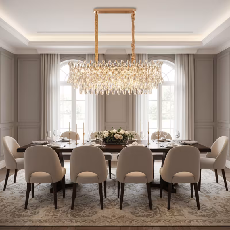 Previzualizare 3: Candelabru Cristal MONARCH Supremo 14xE14, Dimensiune 100x35 cm, Inaltime 38 cm, Auriu Lucios, Inaltime Reglabila, Design Elegant