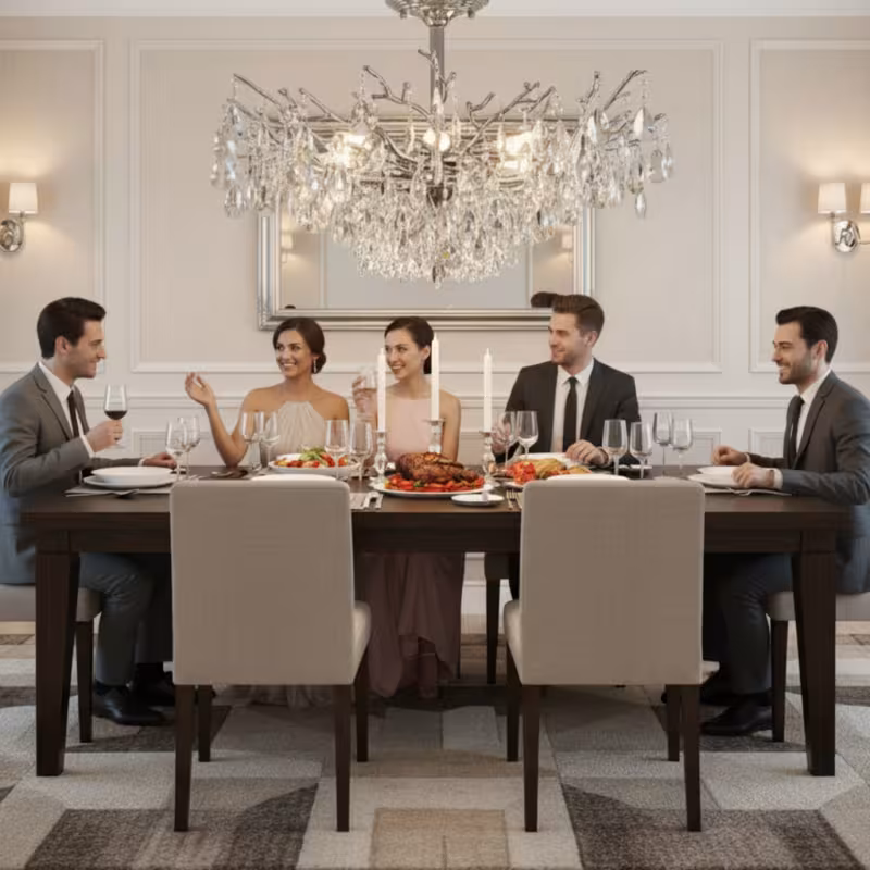 Previzualizare 4: Candelabru Cristal REINA Regalis, 8xE14, D80cm, Crom Lucios, Metal si Cristal