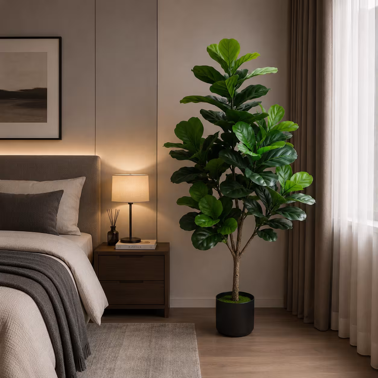 Planta Artificiala Copac Tip Ficus, 3 brate, 154 cm, Verde, cu Ghiveci