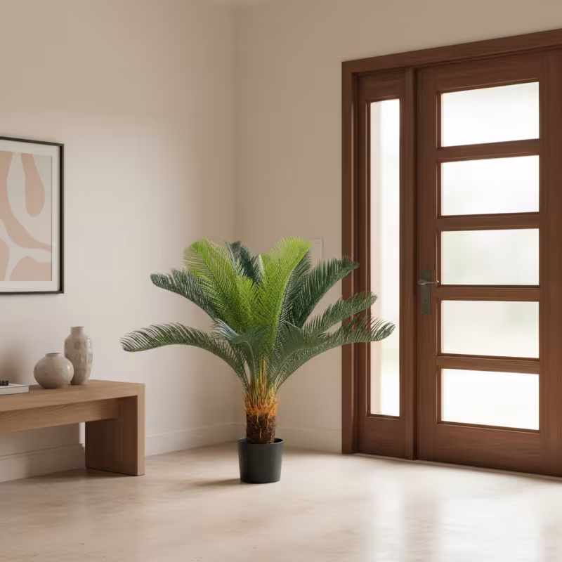 Previzualizare 3: Planta Artificiala Copac Tip Palmier, 24 frunze, 85 cm, Verde, cu Ghiveci