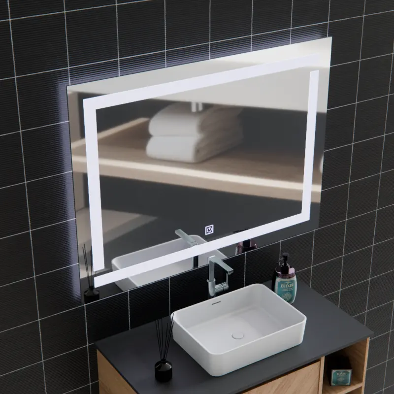 Oglinda LED Giga, 80x60cm, Argintiu, Touch, Lumina 6000K