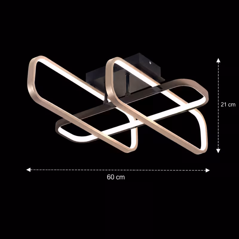 Previzualizare 4: Lustra LED cu telecomanda TRANBERG, 3 surse(1negre+2auriu), 3000K/4000K/6000K, 144W, Metal si Plastic, Negru