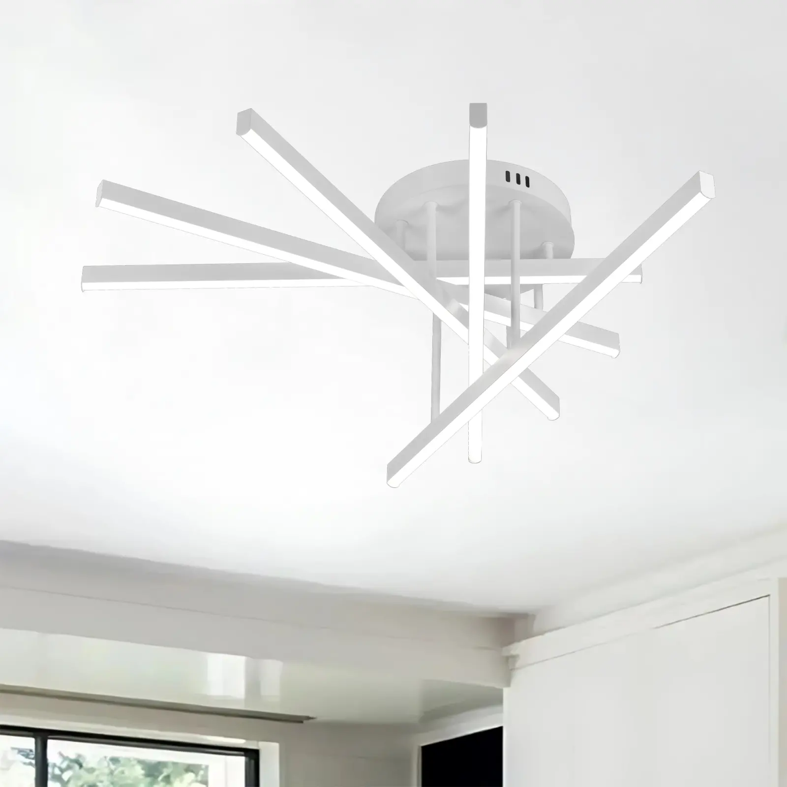 Lustra LED cu Telecomanda GIO, 68W, 5 Elemente, Lumina Rece/Clada/Neutra, Dimabila, Alb