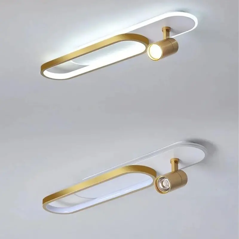 Previzualizare 4: Lustra LED cu Proiector Reglabil FISSO Camilla, 48W, lumina Rece/Calda/Neutra 3000K/4000K/6000K, Auriu Lucios, Metal si Acril