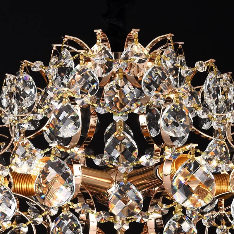 Previzualizare 3: Candelabru Cristal CRYSTARA Nobile, 5x E14, Diametru 40cm, Auriu Lucios