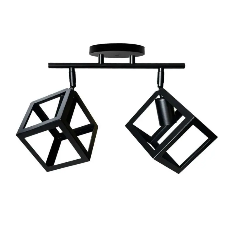 Lustra Forma Cub, STRUKTUR Duo, 2xE27, Negru, Metal