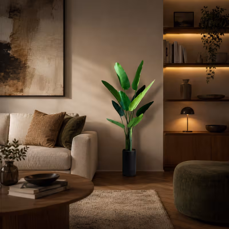 Previzualizare 3: Planta Artificiala Tip Strelitzia Nicolai(Pasarea Paradisului), 150 cm, 10 frunze, Verde