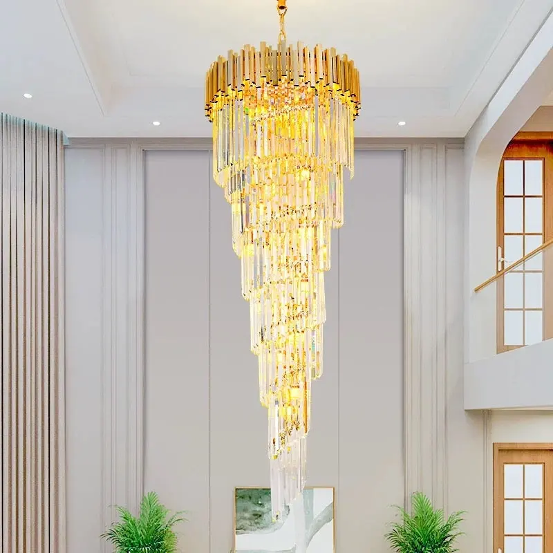 Previzualizare 2: Candelabru Cristal CC110/600x1800GD , 28xE14, Diametru 60cm, Inaltime 180cm, Auriu Lucios, Inaltime Reglabila, Design Elegant