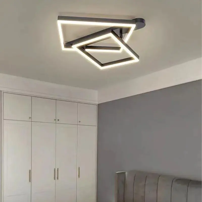 Lustra LED cu telecomanda PAPINI 112W, 2 Patrate, lumina Rece/Calda/Neutra, Dimabila, Negru