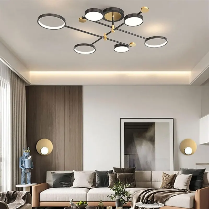 Previzualizare 2: Lustra LED cu Telecomnda MARIA, 31W, 6 Elemente, Lumina Calda/Rece/Neutra, Dimabila, Negru