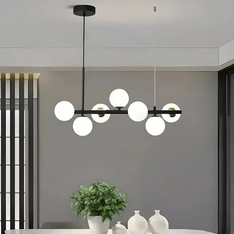 Previzualizare 4: Lustra cu bec moderna LOFT Pavilion, 7x G9, Negru, Metal, Inaltime Reglabila