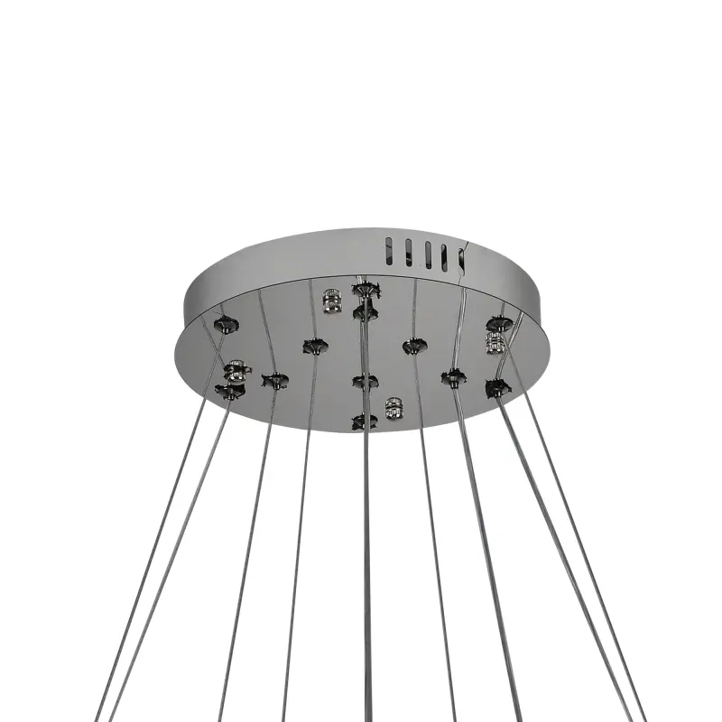 Previzualizare 4: Lustra LED suspendata cu telecomanda si cristal PRISM LUMORA 63W, 3 Cercuri, lumina Rece/Calda/Neutra, Dimabila, Crom Lucios, Inaltime Reglabila