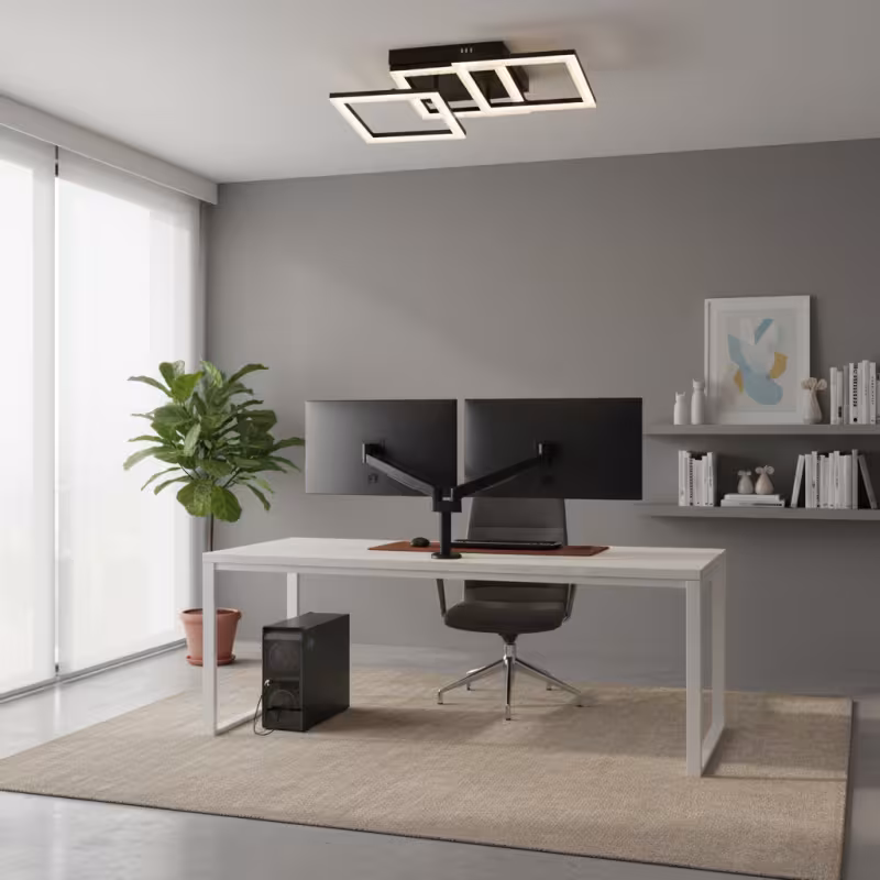 Previzualizare 2: Lustra LED cu telecomanda GEO 43W, 3 Patrate, lumina Rece/Calda/Neutra, Dimabila, Metal si Acril, Negru