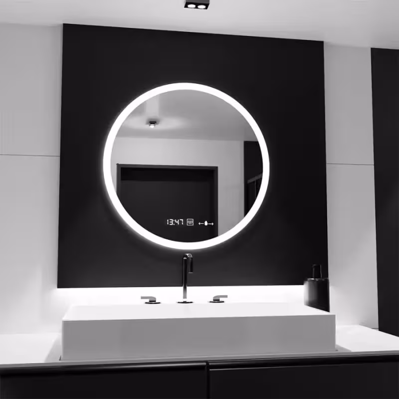 Previzualizare 4: Oglinda LED Rotunda GIULIA, 70cm, senzor MotionGlow, Sistem Dezaburire, Ceas & Termometru, Dimabila, Marcello Funghi