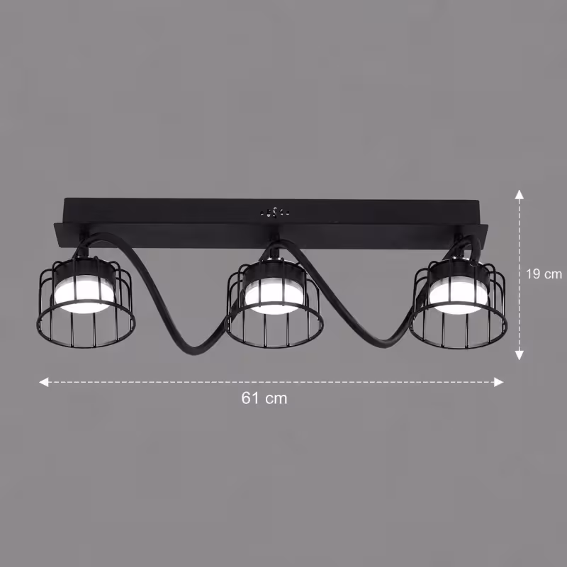 Previzualizare 4: Lustra EPS, 3xG53, 61x15cm, Metal si Plastic, Negru