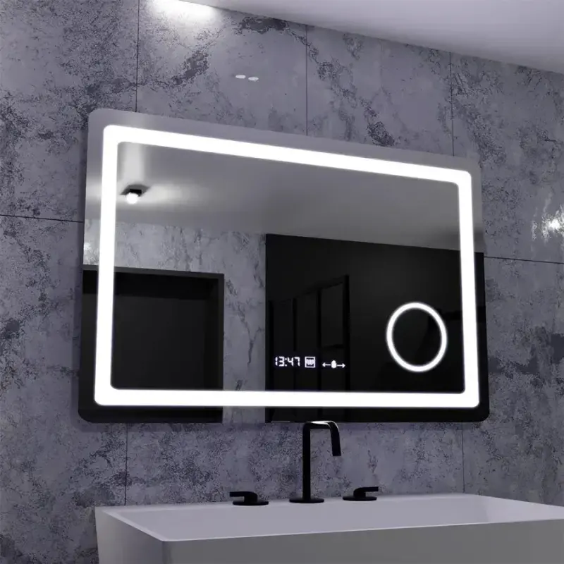Previzualizare 3: Oglinda LED Rectangulara, 90x60cm, Souverain MotionGlow Marcello, Sistem Dezaburire, Ceas & Termometru, Lupa Cosmetica, Dimabila