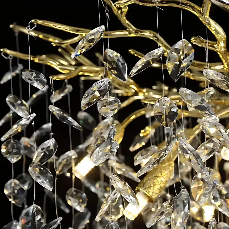 Previzualizare 3: Candelabru Cristal WALTZ Rhapsody, 9x G9, Auriu, 80cm, Inaltime Reglabila