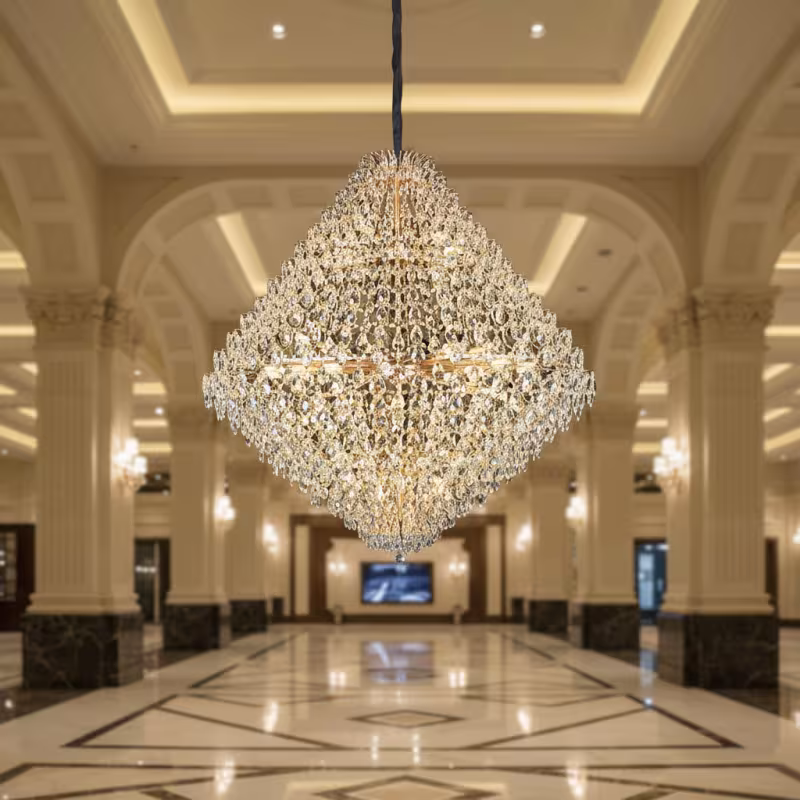 Previzualizare 3: Candelabru Cristal KONIG Grande Supremo, 54xE14, D150 cm, Auriu, Inaltime Reglabila, Metal si Cristal