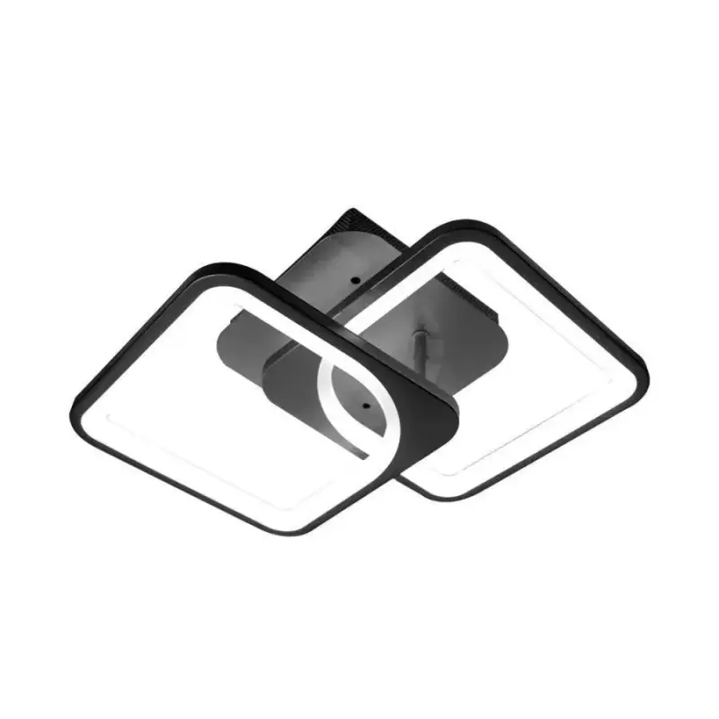 Previzualizare 4: Lustra LED cu telecomanda ZOE 27W, 2 Patrate, lumina Rece/Calda/Neutra, Dimabila, Negru