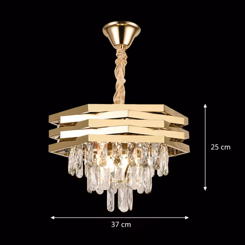 Previzualizare 4: Candelabru Cristal HEXA Ø37cm 5xE14 Auriu
