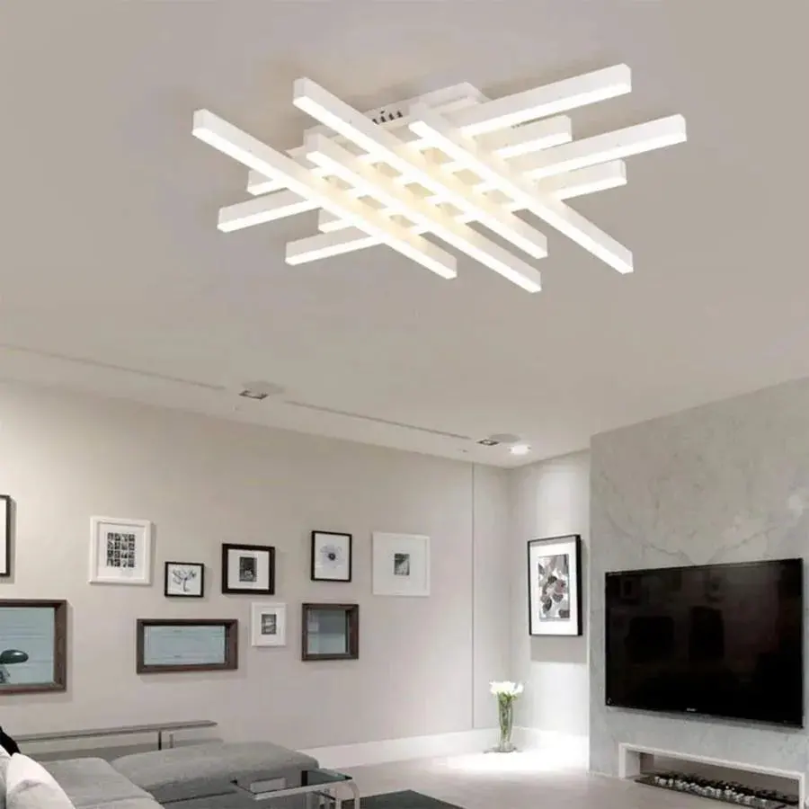 Lustra LED cu telecomanda MORA 160W, 8 Elemente, Liniara, lumina Rece/Calda/Neutra, Dimabila, Alb