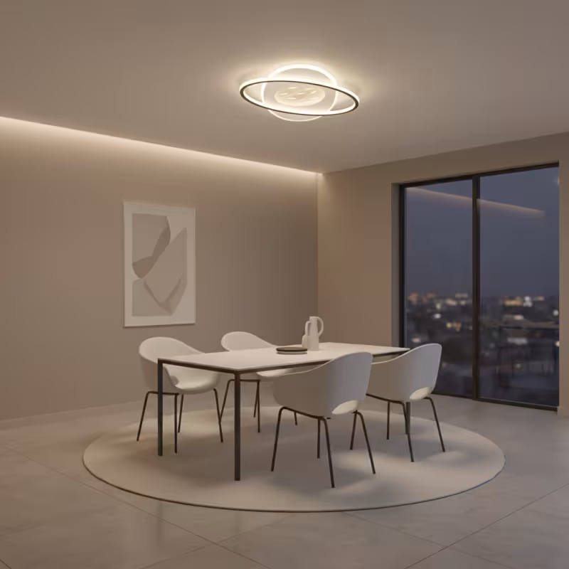 Previzualizare 2: Lustra LED cu telecomanda VOLTA 96W, Ovala, lumina Rece/Calda/Neutra, Dimabila, Negru