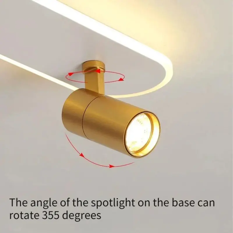 Previzualizare 2: Lustra LED cu Proiector Reglabil FISSO Camilla, 48W, lumina Rece/Calda/Neutra 3000K/4000K/6000K, Auriu Lucios, Metal si Acril