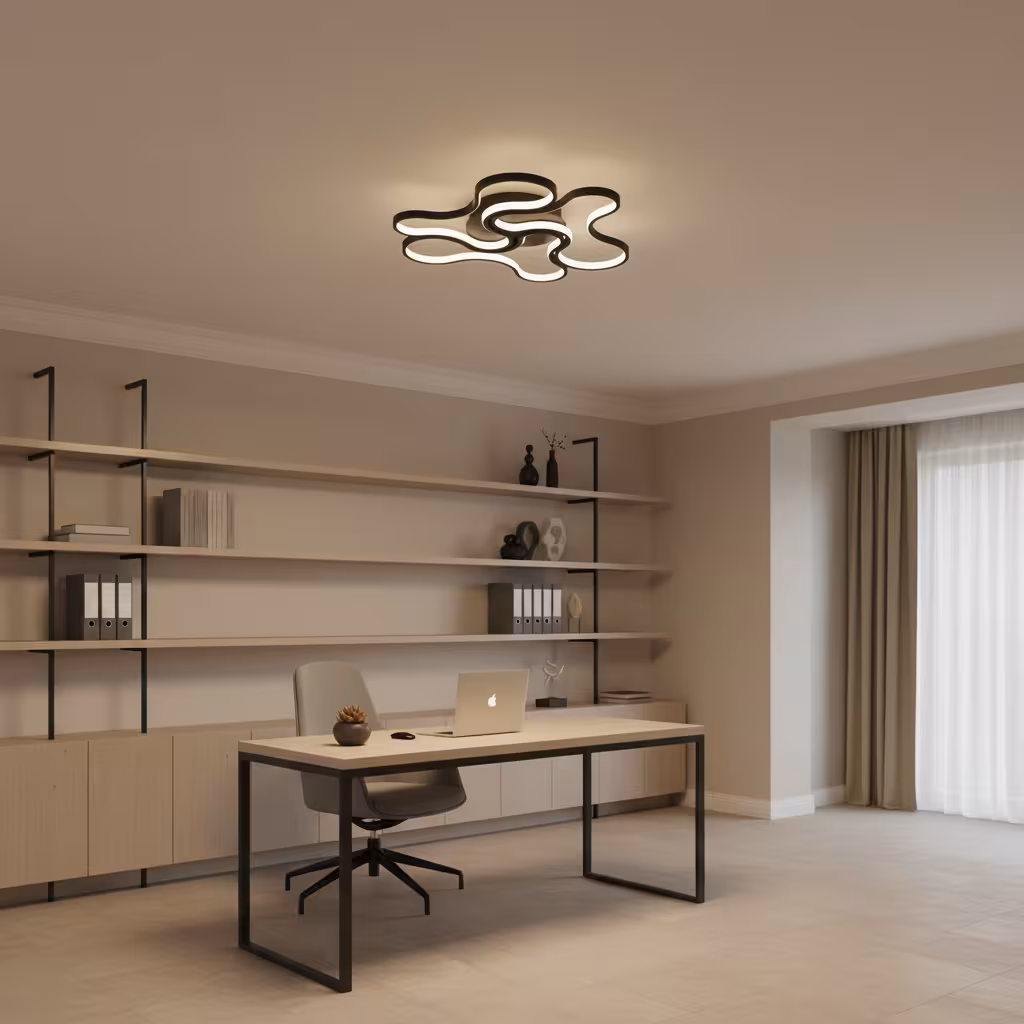Lustra LED cu telecomanda ORMS Eleganza, 3000K/4000K/6000K, 126W, Metal si Plastic, Negru