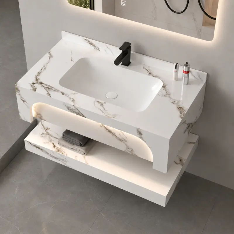Previzualizare 4: Set Mobilier VELIN pentru Baie, 60cm, 3 Piese, Alb