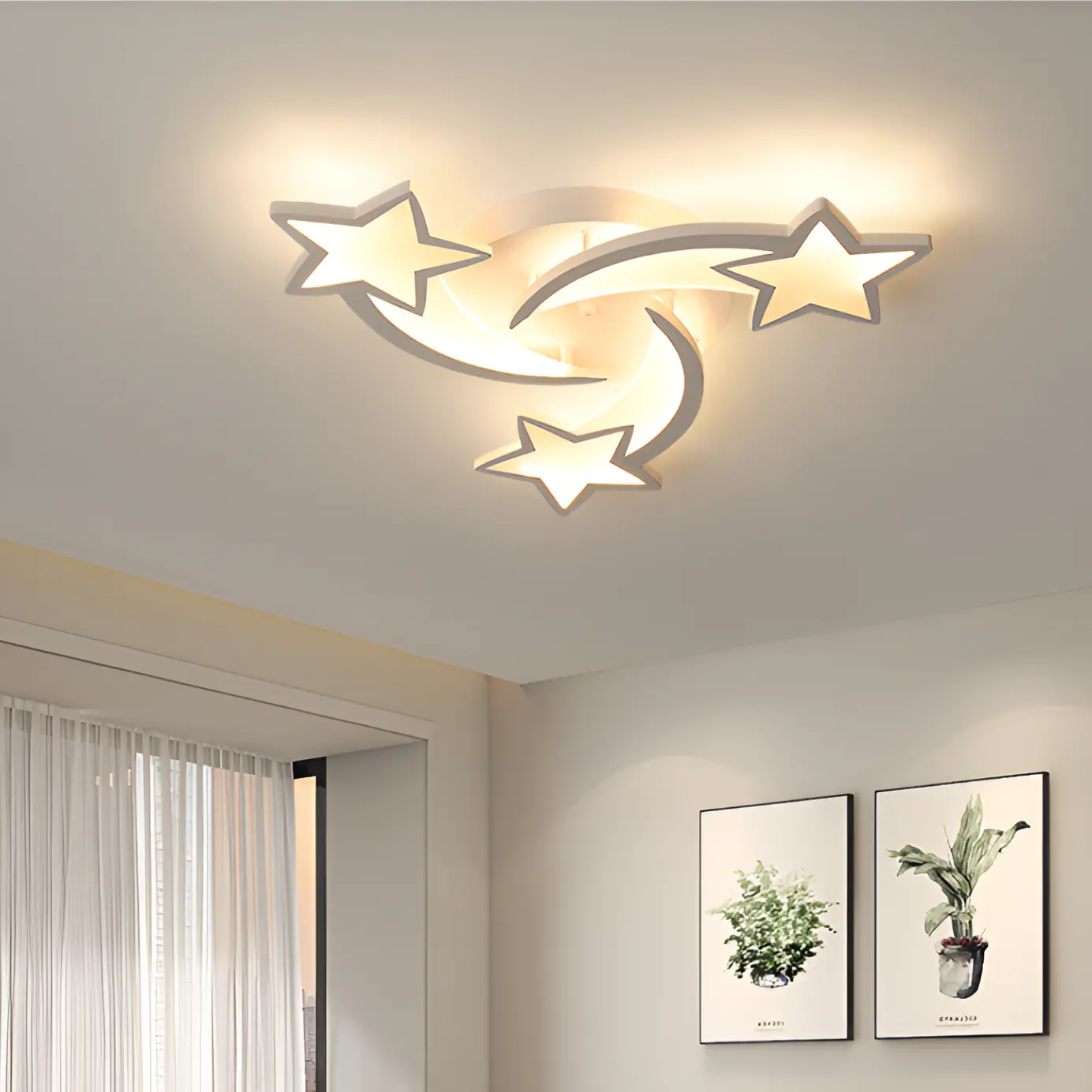Lustra LED cu telecomanda IPOMOEA 51W, 3 Stele, lumina Rece/Calda/Neutra, Dimabila, Alb